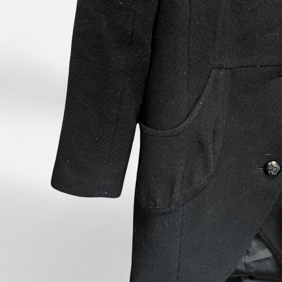 Mackage Black Wool Blend Funnel Neck Peacoat Minimalist Quiet Luxury Medium - Picture 8 of 15